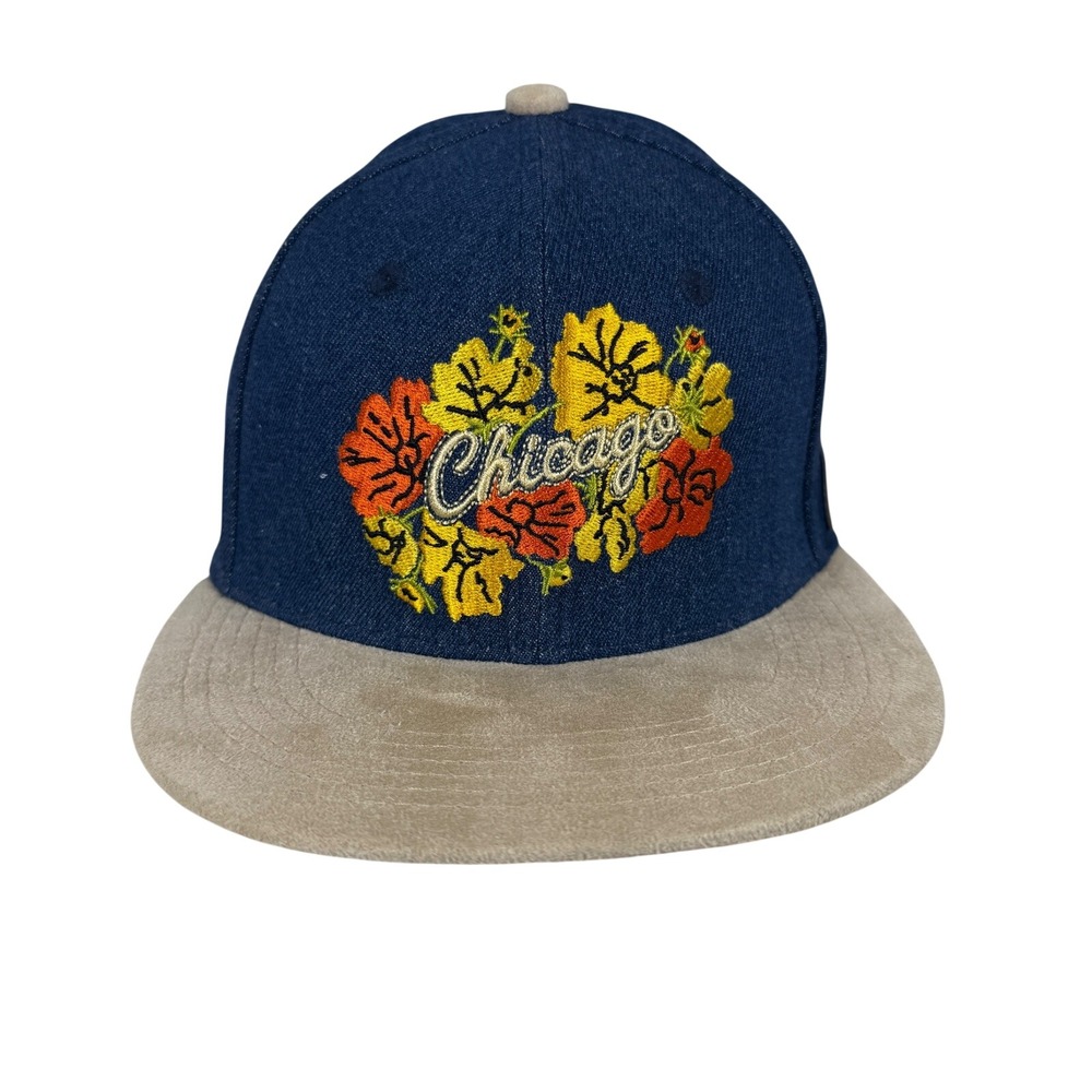 Chicago Bulls Floral Denim Snapback Hat By Chi Nwosu Limited Edition 2024